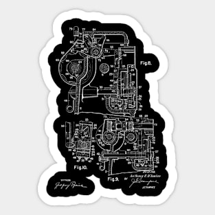 Zigzag Mechanism for Sewing Machine Vintage Patent Hand Drawing Sticker